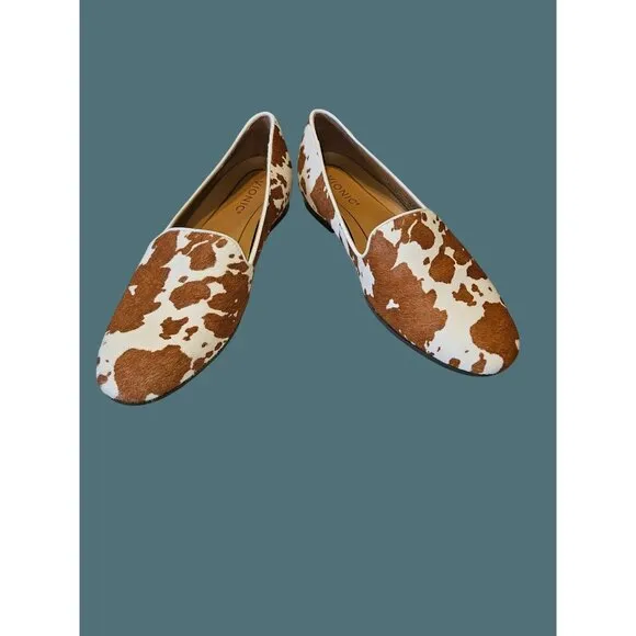 Vionic Willa Dyed Calfhair Animal Cow Print Round Toe Loafers Women Size 8