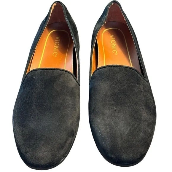 Vionic Womens Velvet Black Slip On Comfort Orthotic Loafers Flats Size 9.5