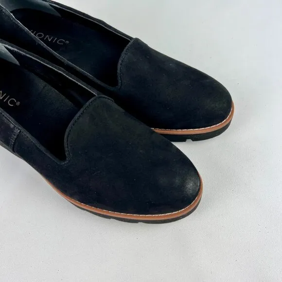 Vionic Womens Willa Wedge Suede Leather Loafer Slip On Comfort Flat Shoes size 8