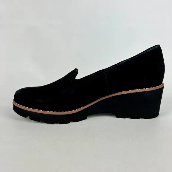Vionic Womens Willa Wedge Suede Leather Loafer Slip On Comfort Flat Shoes size 8