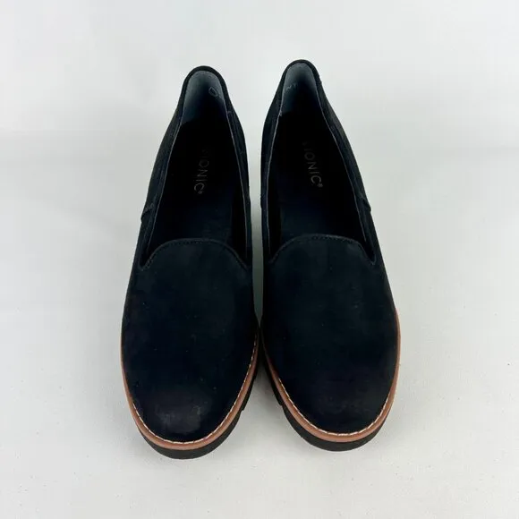 Vionic Womens Willa Wedge Suede Leather Loafer Slip On Comfort Flat Shoes size 8