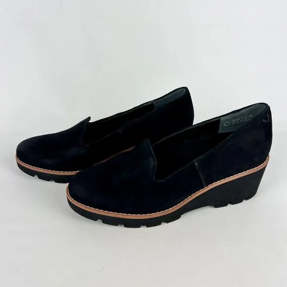 Vionic Womens Willa Wedge Suede Leather Loafer Slip On Comfort Flat Shoes size 8
