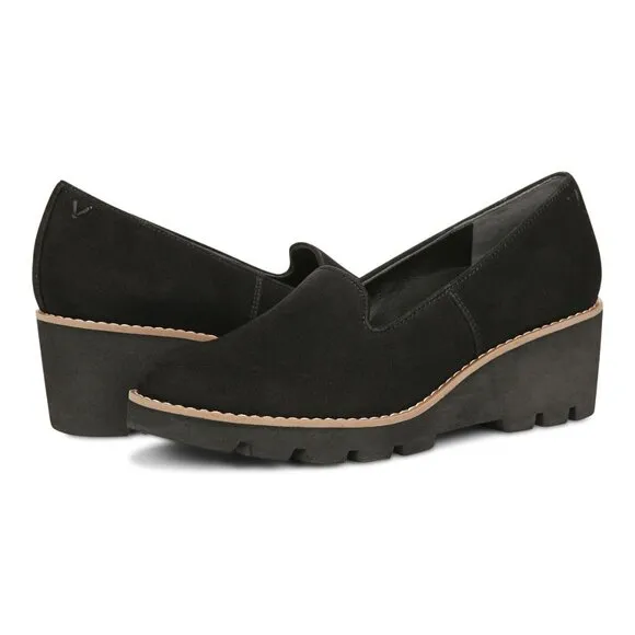 Vionic Womens Willa Wedge Suede Leather Loafer Slip On Comfort Flat Shoes size 8