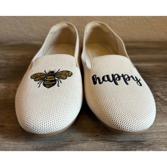 Vivaia Audrey Round Toe Embroidered Bee Happy Loafers