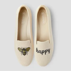Vivaia Audrey Round Toe Embroidered Bee Happy Loafers