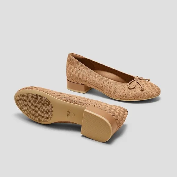VIVAIA  Ballet Flats Block Heel Comfortable Slip On Shoes Neutral   EU/40 US/9