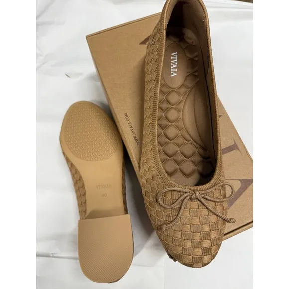 VIVAIA  Ballet Flats Block Heel Comfortable Slip On Shoes Neutral   EU/40 US/9