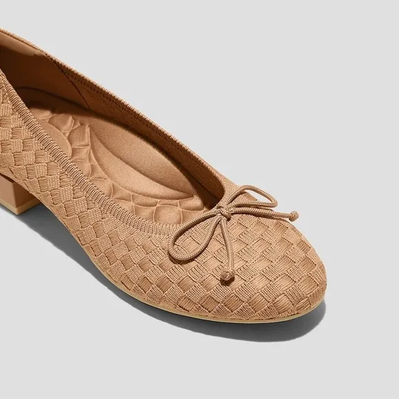 VIVAIA  Ballet Flats Block Heel Comfortable Slip On Shoes Neutral   EU/40 US/9