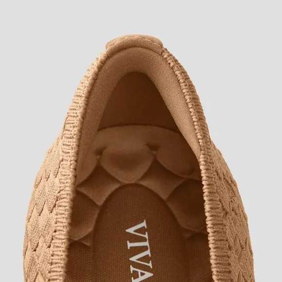 VIVAIA  Ballet Flats Block Heel Comfortable Slip On Shoes Neutral   EU/40 US/9