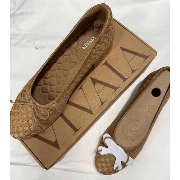 VIVAIA  Ballet Flats Block Heel Comfortable Slip On Shoes Neutral   EU/40 US/9