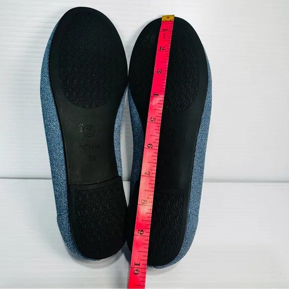 Vivaia Denim Round Toe Knitted Loafers Size 38