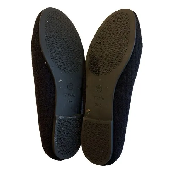 Vivaia Elly Round Toe Fluffy Loafers black women's size 38.5 US 8
