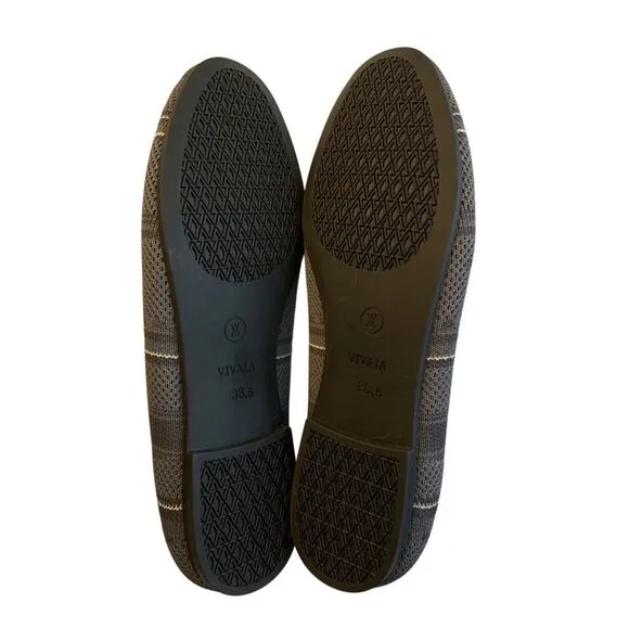 Vivaia Elly Round Toe Stripe Loafers gray women's size 38.5 US 8 NEW