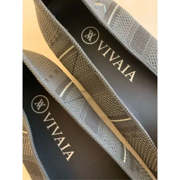 Vivaia Elly Round Toe Stripe Loafers gray women's size 38.5 US 8 NEW