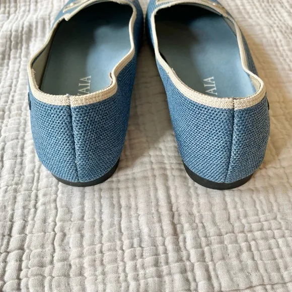 VIVAIA | Horsebit Loafers Carolina Blue Embroidered Round Toe Loafer 36