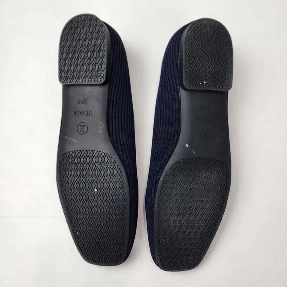 VIVAIA Margot 2.0 Ballet Flats 37.5 Navy Blue V-Cut Square Toe Comfort