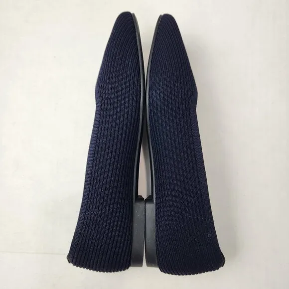 VIVAIA Margot 2.0 Ballet Flats 37.5 Navy Blue V-Cut Square Toe Comfort