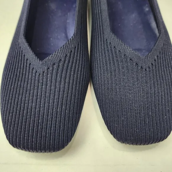 VIVAIA Margot 2.0 Ballet Flats 37.5 Navy Blue V-Cut Square Toe Comfort