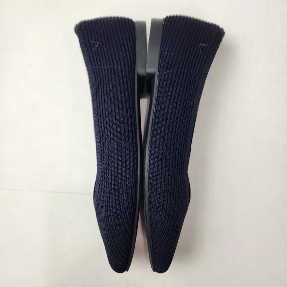 VIVAIA Margot 2.0 Ballet Flats 37.5 Navy Blue V-Cut Square Toe Comfort