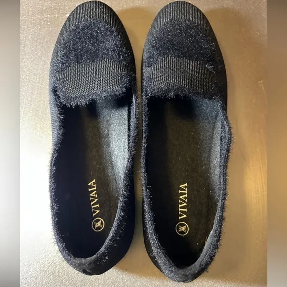 Vivaia Round-Toe Faux Mink-Knit Loafers
