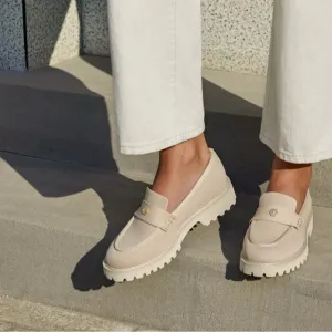 VIVAIA Round -Toe Platform Chunky Heel Cream Loafers for Women size 8