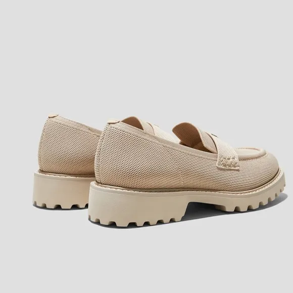 VIVAIA Round -Toe Platform Chunky Heel Cream Loafers for Women size 8
