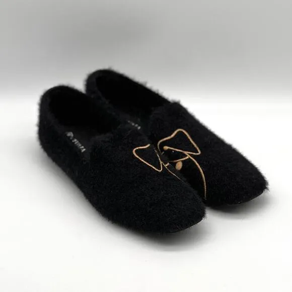 VIVAIA Samantha Square Toe Faux Mink Knit Loafers Womens 9 Black Dog Slip On