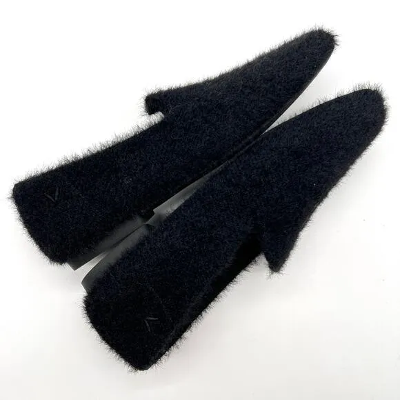 VIVAIA Samantha Square Toe Faux Mink Knit Loafers Womens 9 Black Dog Slip On