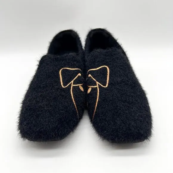 VIVAIA Samantha Square Toe Faux Mink Knit Loafers Womens 9 Black Dog Slip On