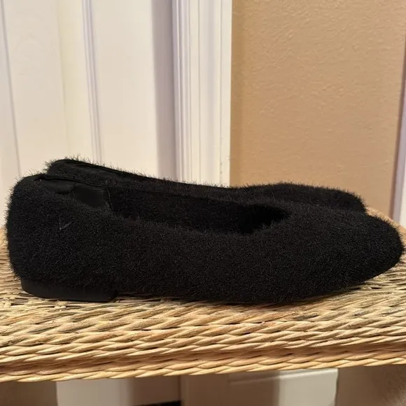 VIVAIA Square-Toe Faux Mink-Knit Flats (Margot2.0) Square Toe in Black sz 9.5