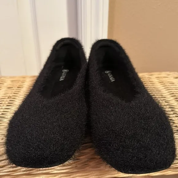 VIVAIA Square-Toe Faux Mink-Knit Flats (Margot2.0) Square Toe in Black sz 9.5
