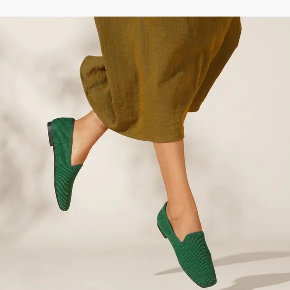 Vivaia  Square-Toe Loafers (Samantha Forest Green knit spring coquette boho