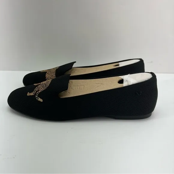 Vivaia, Women's Round-Toe Embroidered Loafers (Audrey) - Black-Cheetah. Size: 43