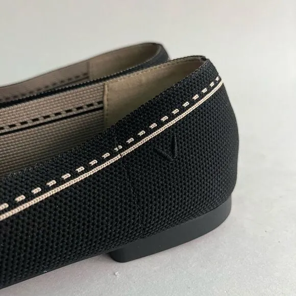 VIVAIA Sierra Square Toe Loafers Womens 38 US 7 Patterned Knit Black Beige EUC
