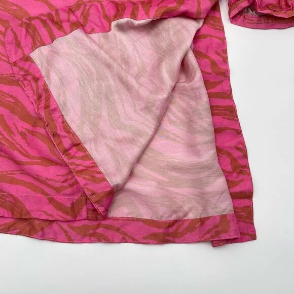 Vix Paula Hermanny | NWT Pink Animal Eleanor Cut Out Puff Sleeve Maxi Dress 0