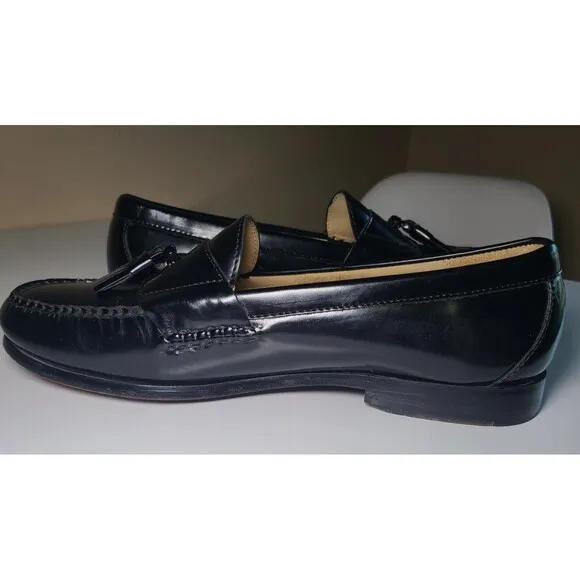 VNTG Cole Haan Men's Pinch Tassel Black Leather Loafers Dress Shoes Size 10.5 3E