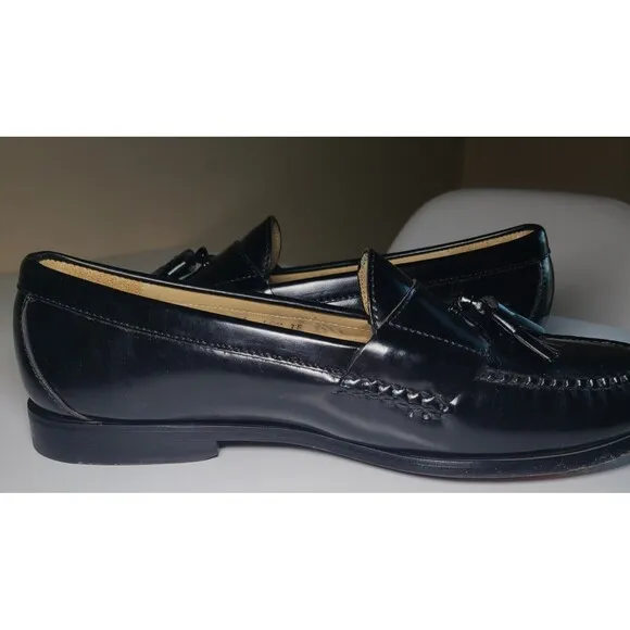 VNTG Cole Haan Men's Pinch Tassel Black Leather Loafers Dress Shoes Size 10.5 3E