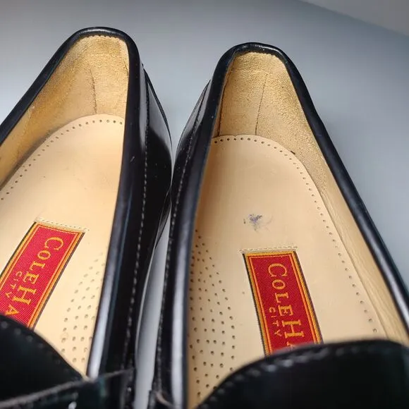 VNTG Cole Haan Men's Pinch Tassel Black Leather Loafers Dress Shoes Size 10.5 3E