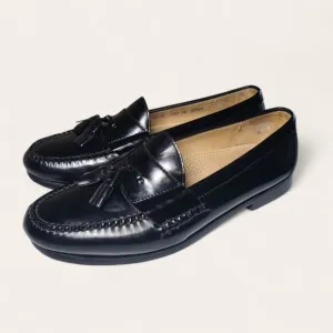 VNTG Cole Haan Men's Pinch Tassel Black Leather Loafers Dress Shoes Size 10.5 3E