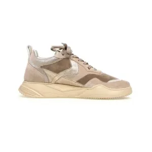 VOILE BLANCHE Joshee Low Top Suede Print Fabric Dove Beige Sneakers | 7 38