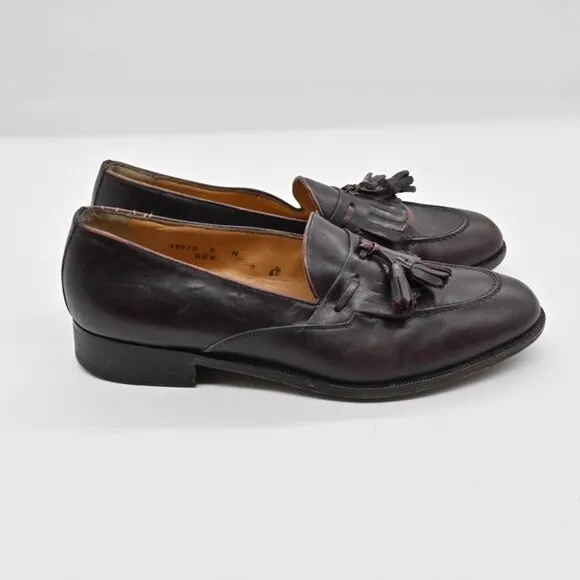 Vtg BRUNO MAGLI Loafers Mens Size 9 Tassel Purple Leather Preppy Academia 90s