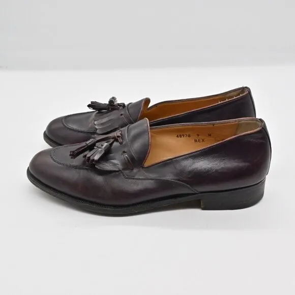 Vtg BRUNO MAGLI Loafers Mens Size 9 Tassel Purple Leather Preppy Academia 90s