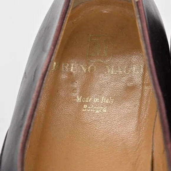 Vtg BRUNO MAGLI Loafers Mens Size 9 Tassel Purple Leather Preppy Academia 90s