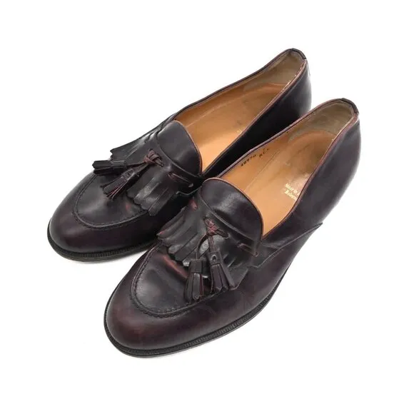Vtg BRUNO MAGLI Loafers Mens Size 9 Tassel Purple Leather Preppy Academia 90s