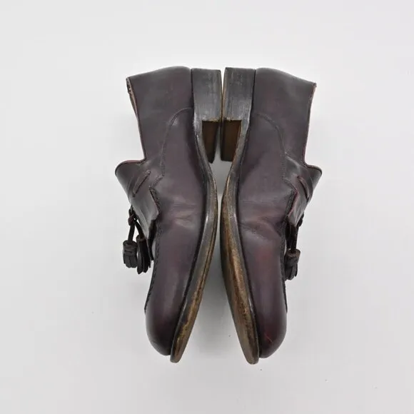 Vtg BRUNO MAGLI Loafers Mens Size 9 Tassel Purple Leather Preppy Academia 90s