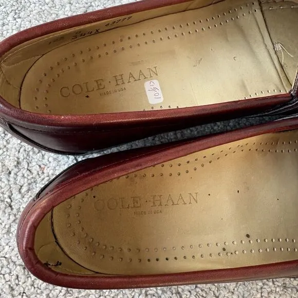 Vtg Cole Haan Kiltie Buckle Loafers Men's 10.5D Burgundy Leather Slip On Shoes