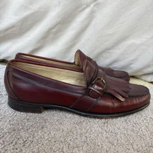 Vtg Cole Haan Kiltie Buckle Loafers Men's 10.5D Burgundy Leather Slip On Shoes