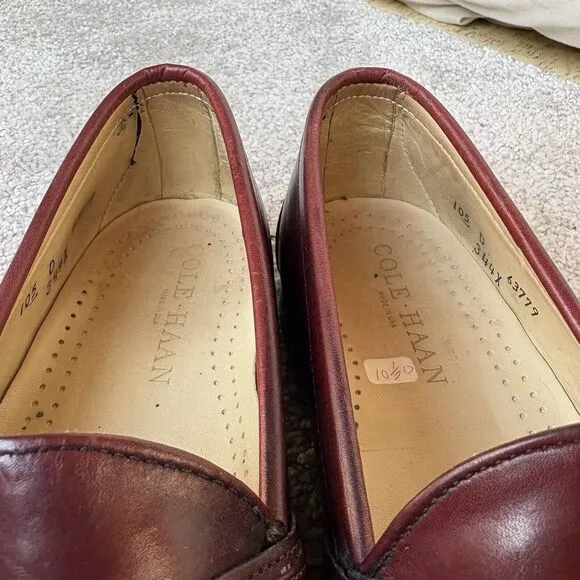 Vtg Cole Haan Kiltie Buckle Loafers Men's 10.5D Burgundy Leather Slip On Shoes