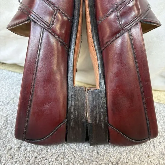Vtg Cole Haan Kiltie Buckle Loafers Men's 10.5D Burgundy Leather Slip On Shoes