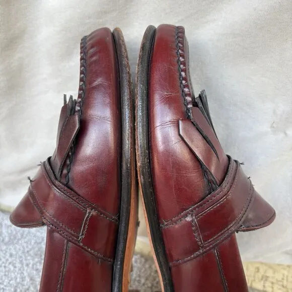 Vtg Cole Haan Kiltie Buckle Loafers Men's 10.5D Burgundy Leather Slip On Shoes